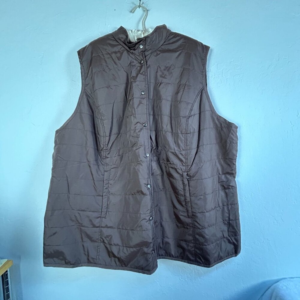 Avenue Women's Brown Quilted Puffer Vest Plus Size 30/32 Lightweight Jacket
